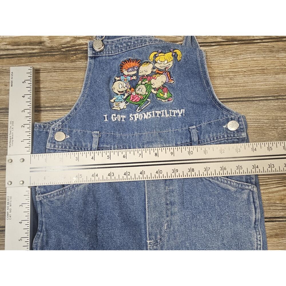 Vintage RUGRATS I Got Sponsitility Nickelodeon Children's 7/8 Denim Overalls - Picture 6 of 11